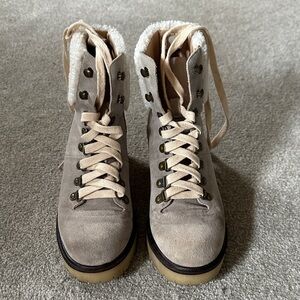 Women's Gray Lace-Up Boots